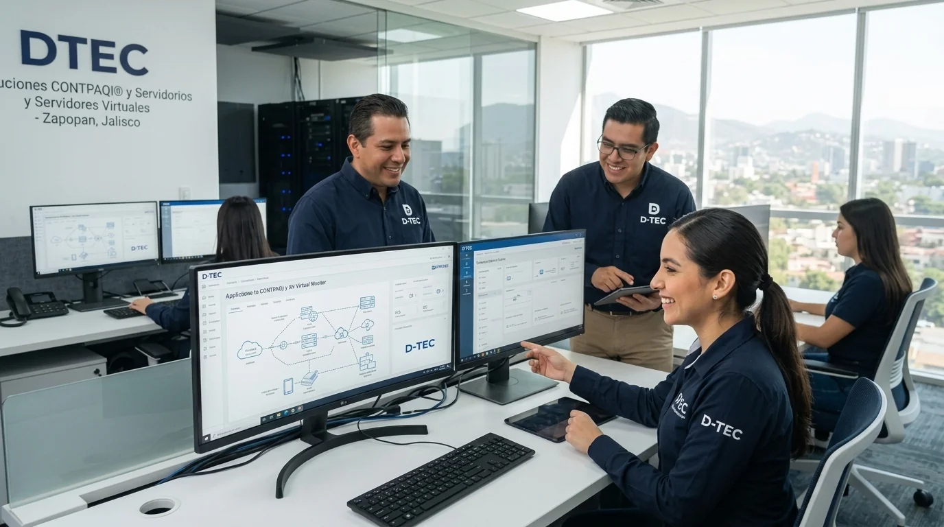 Ingenieros y consultores de TI DTEC con uniforme oficial